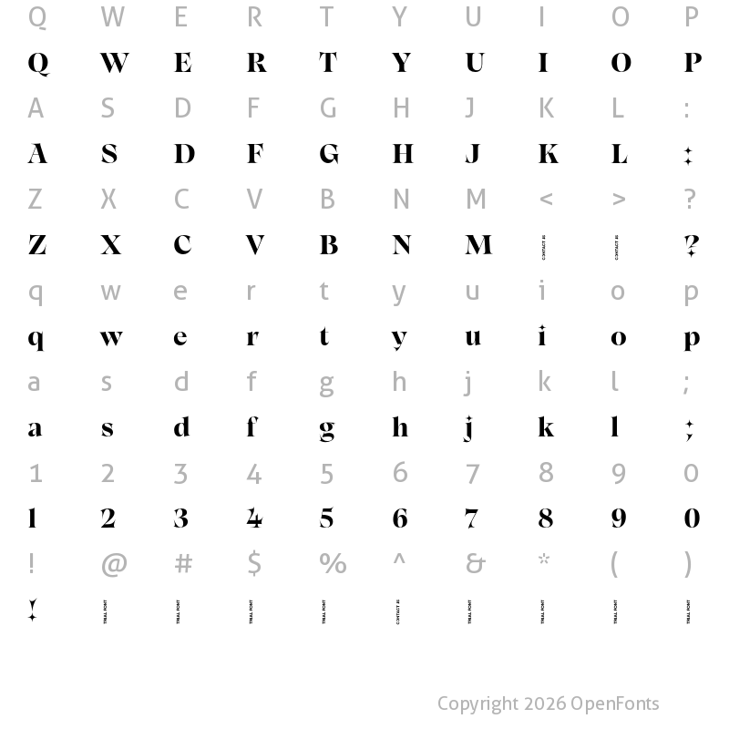 Character Map of Gwen-Trial ExtraBold