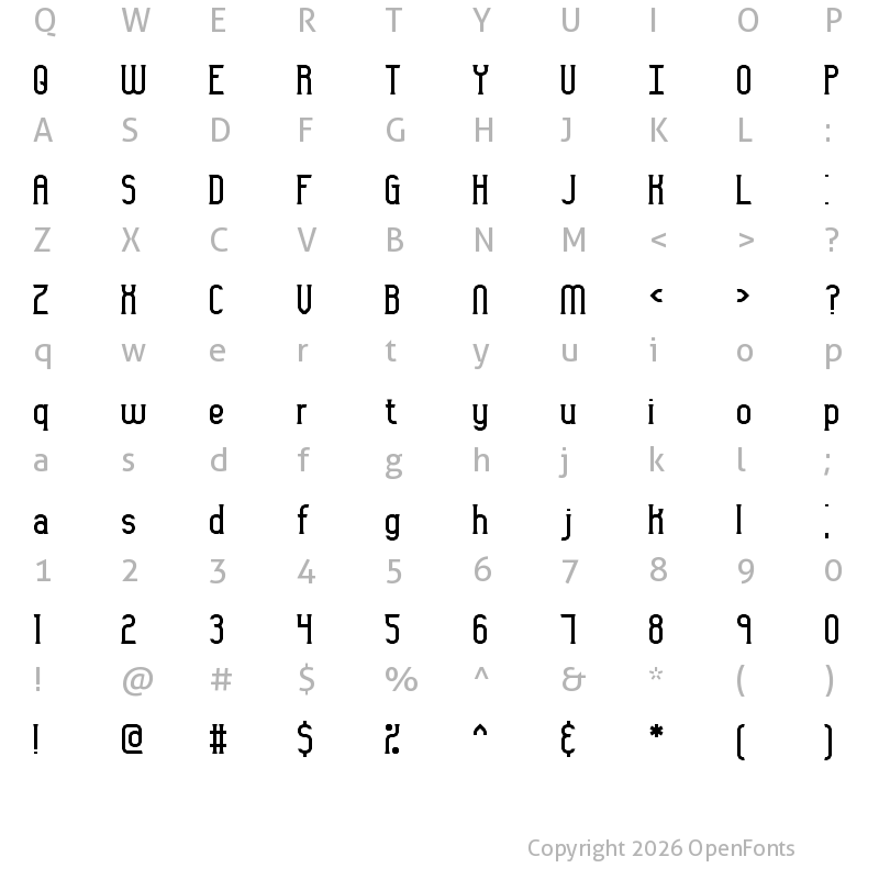 Character Map of Gyneric BRK Regular