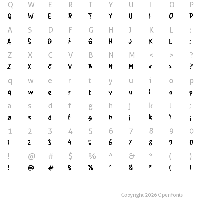 Character Map of h Hutaner Regular