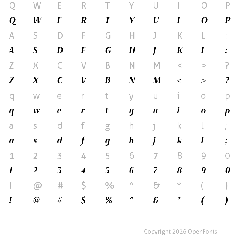 Character Map of Haboro Contrast Cond Bold It