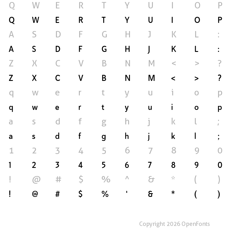 Character Map of Haboro Soft Cond Demi
