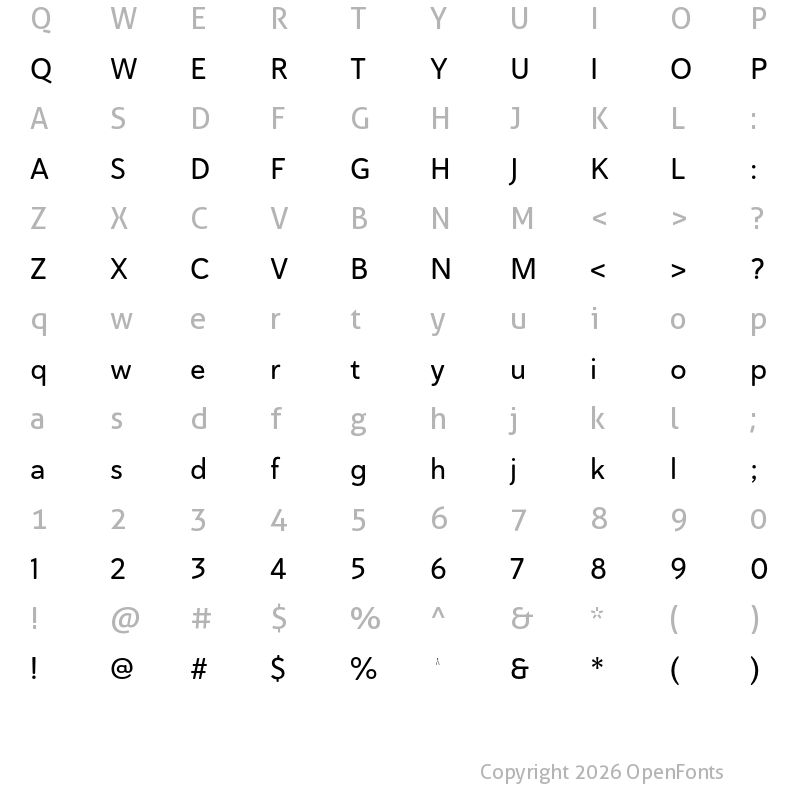 Character Map of Haboro Soft Norm Medium