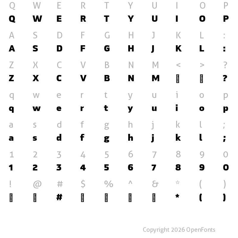 Character Map of Hackman Trial Black
