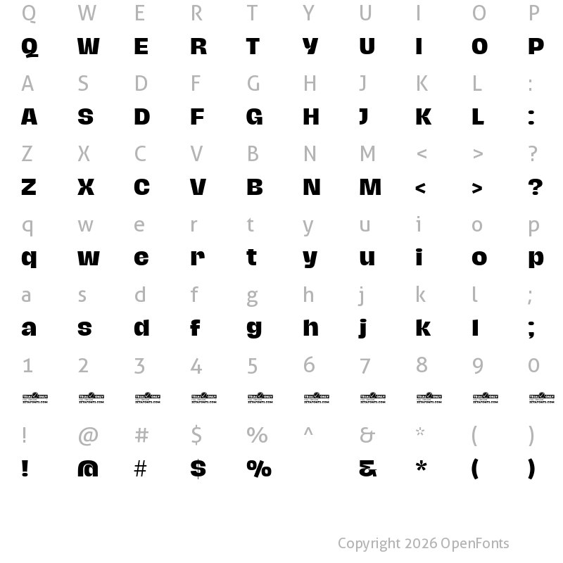 Character Map of Hagrid Text Trial Extrabold