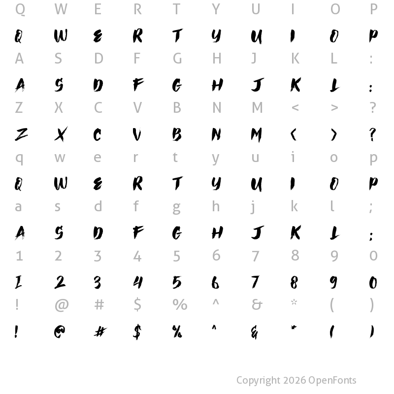 Character Map of Hai Brush Regular