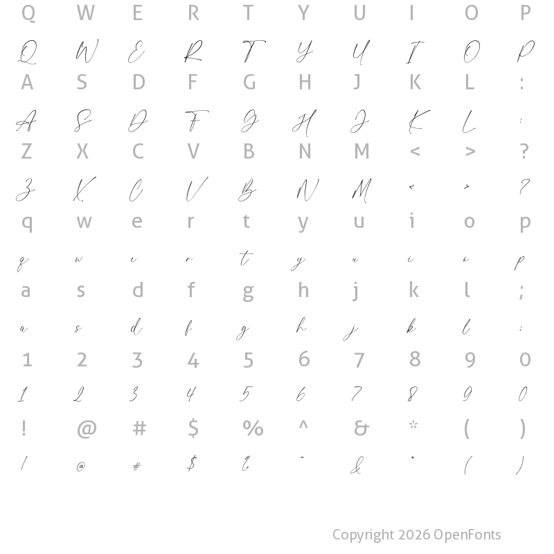 Character Map of hailey Regular