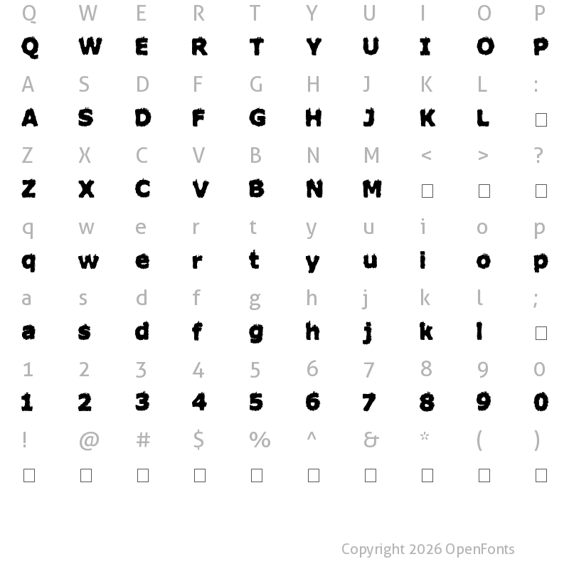 Character Map of Hairy Monster Solid Solid
