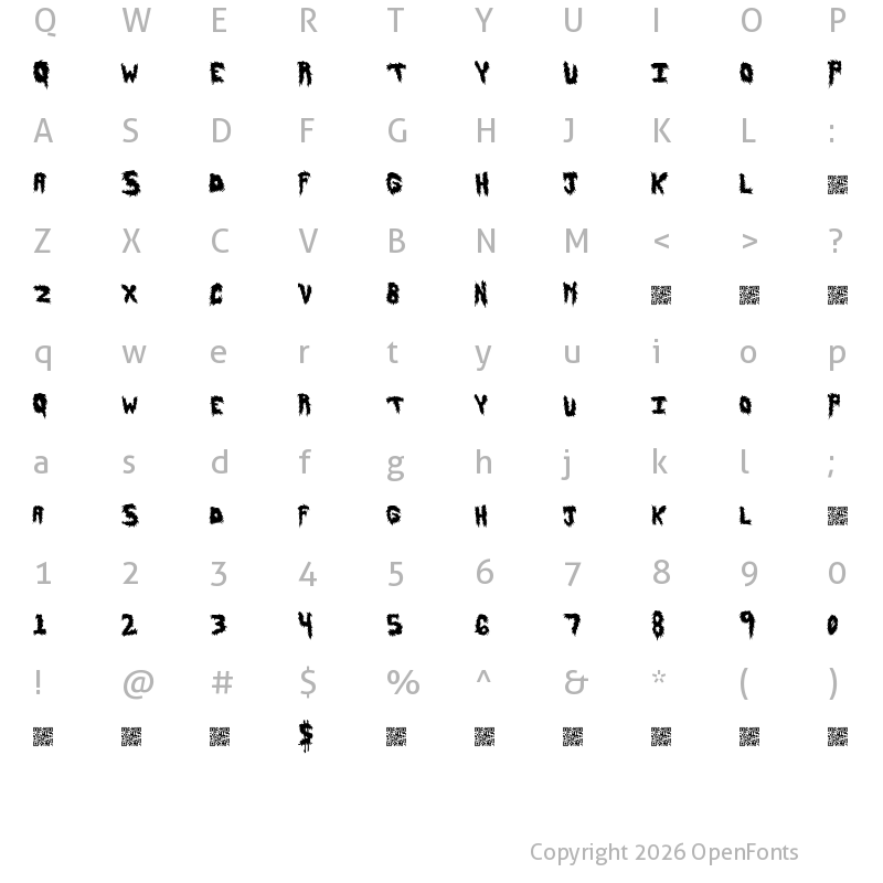 Character Map of HairyFun Regular
