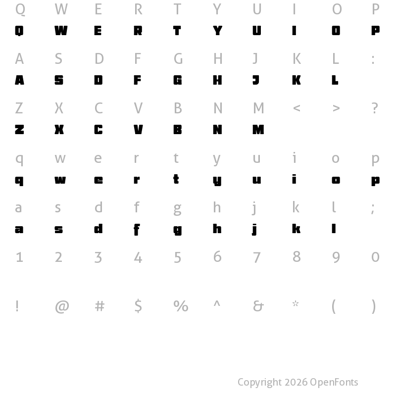 Character Map of Half Blvd Free Regular