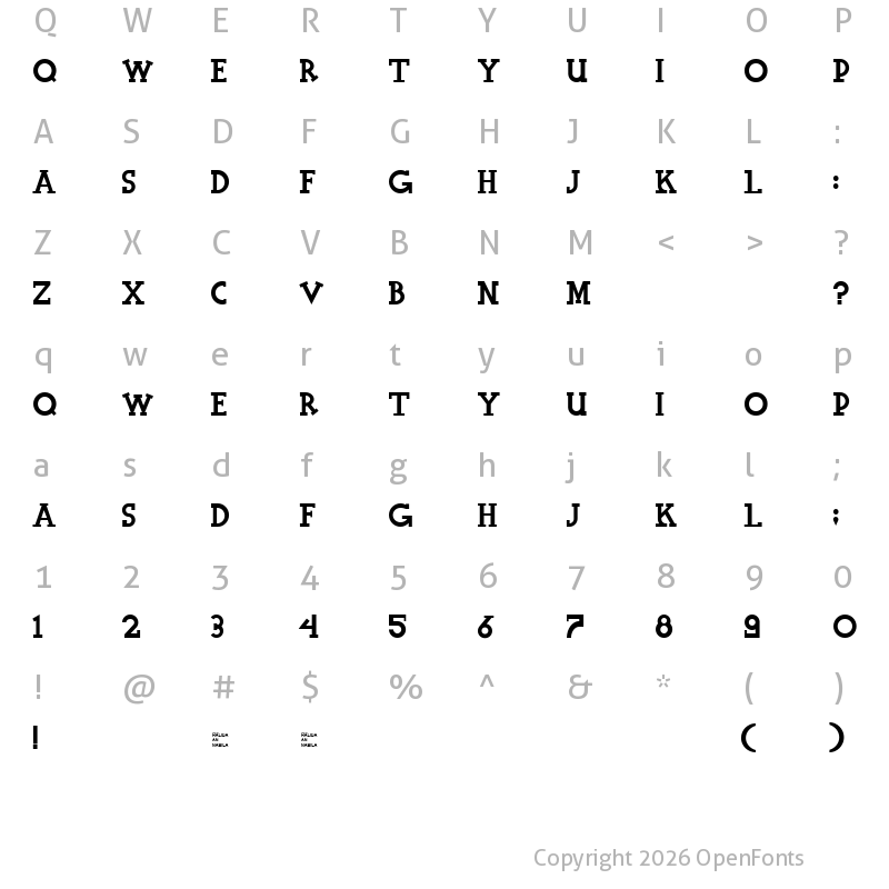 Character Map of Halidians Blockserif Regular