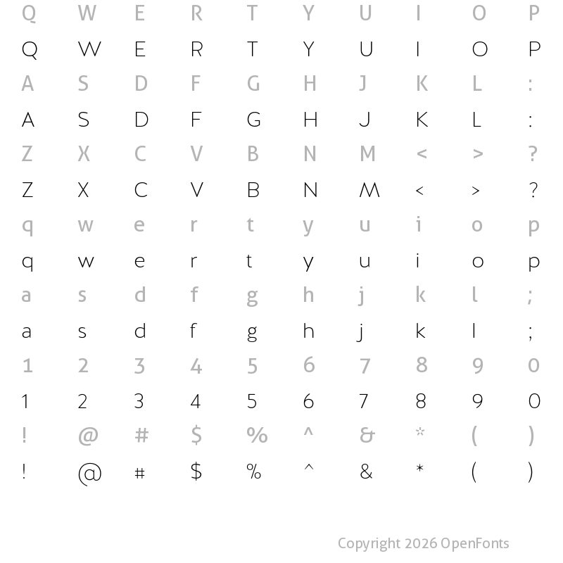 Character Map of Halis R ExtraLight