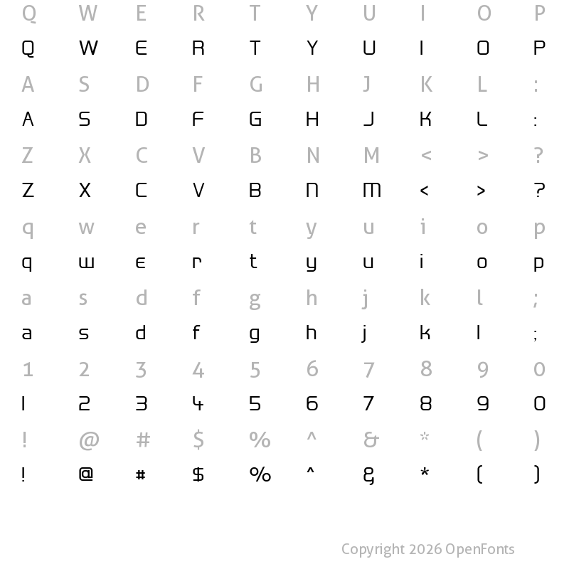 Character Map of Hall Fetica Regular
