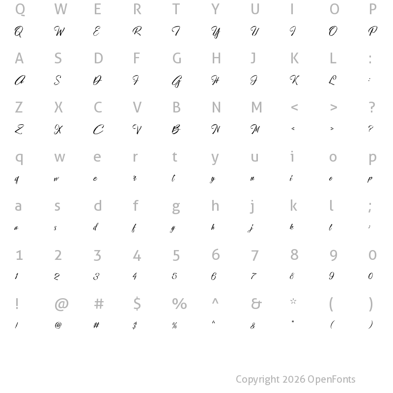 Character Map of Hallelujah Brush Regular
