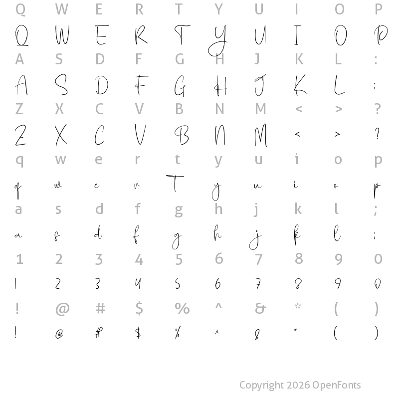 Character Map of Hamington Regular