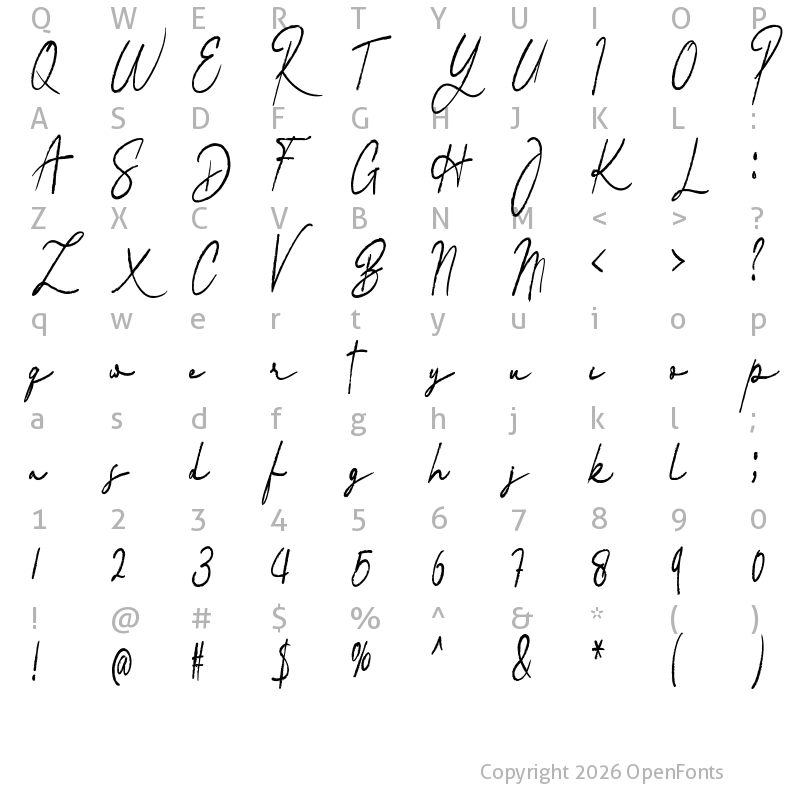 Character Map of Hanbrush Regular