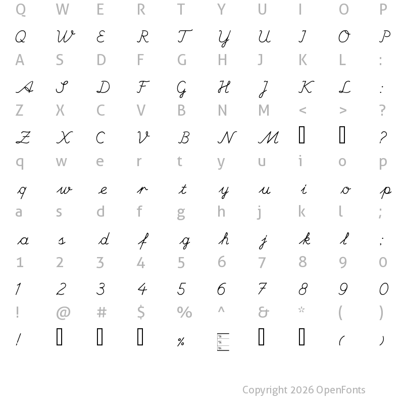 Character Map of Hand Center Regular