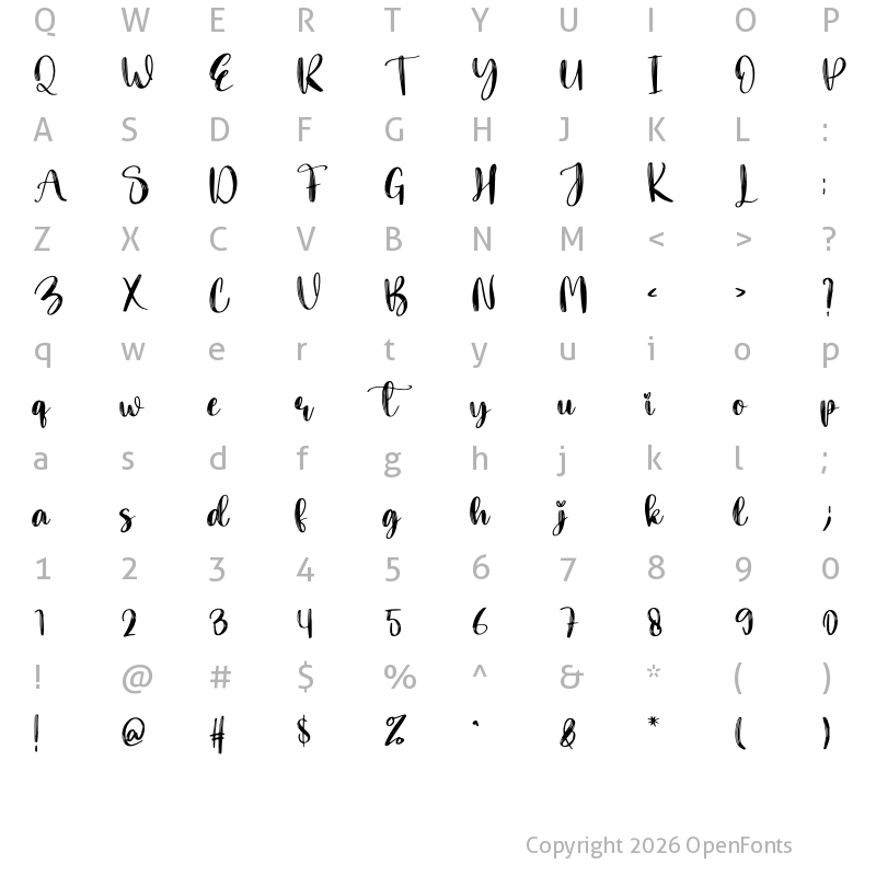 Character Map of Hand Made Regular