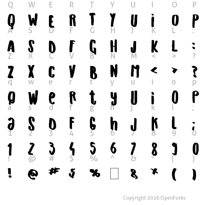 Character Map of Hand Originals Regular