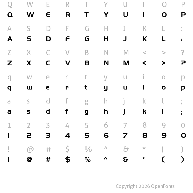 Character Map of Handel Gothic D Bold