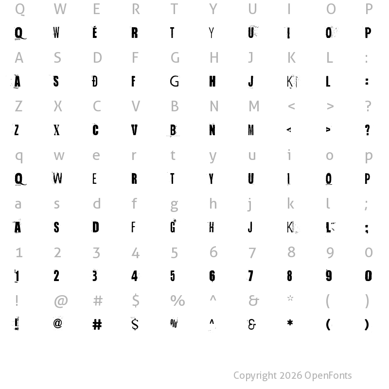 Character Map of Handful of Nothing Regular