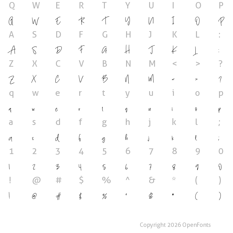Character Map of Handmade School Regular