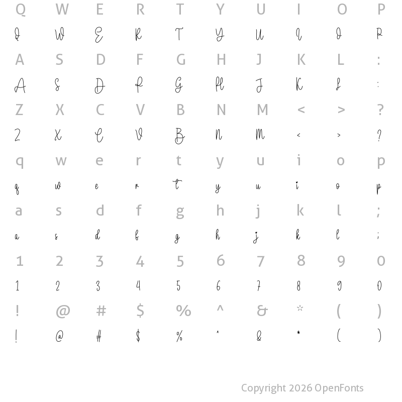Character Map of Handmade Sparkling Regular