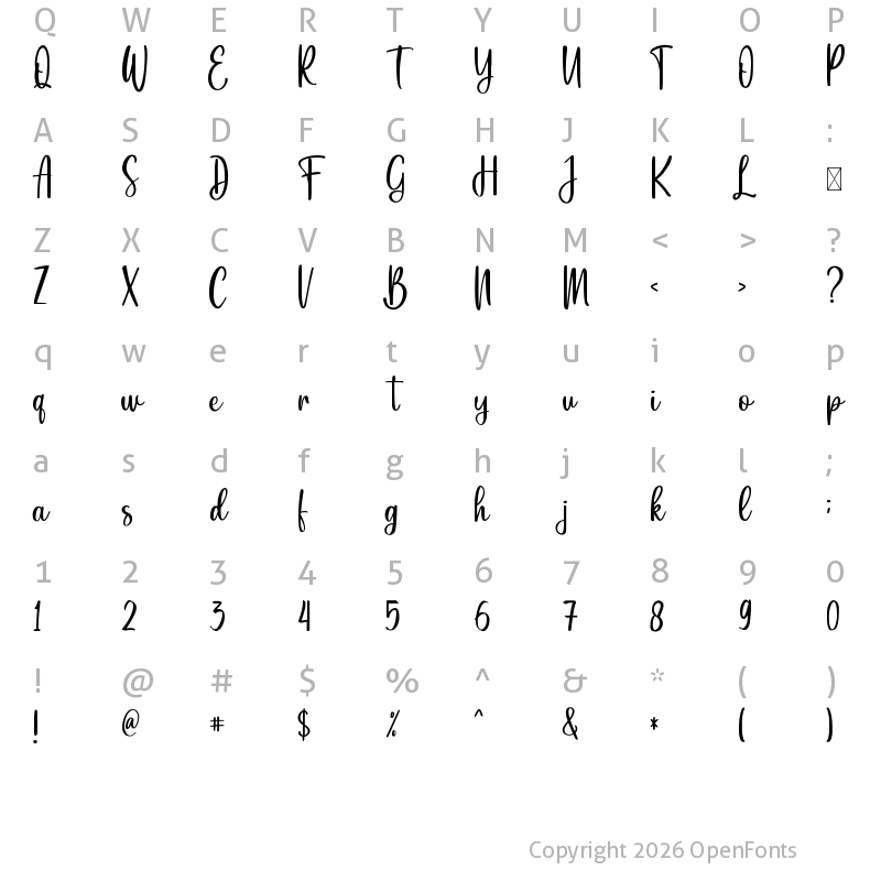 Character Map of Handmadescript Regular