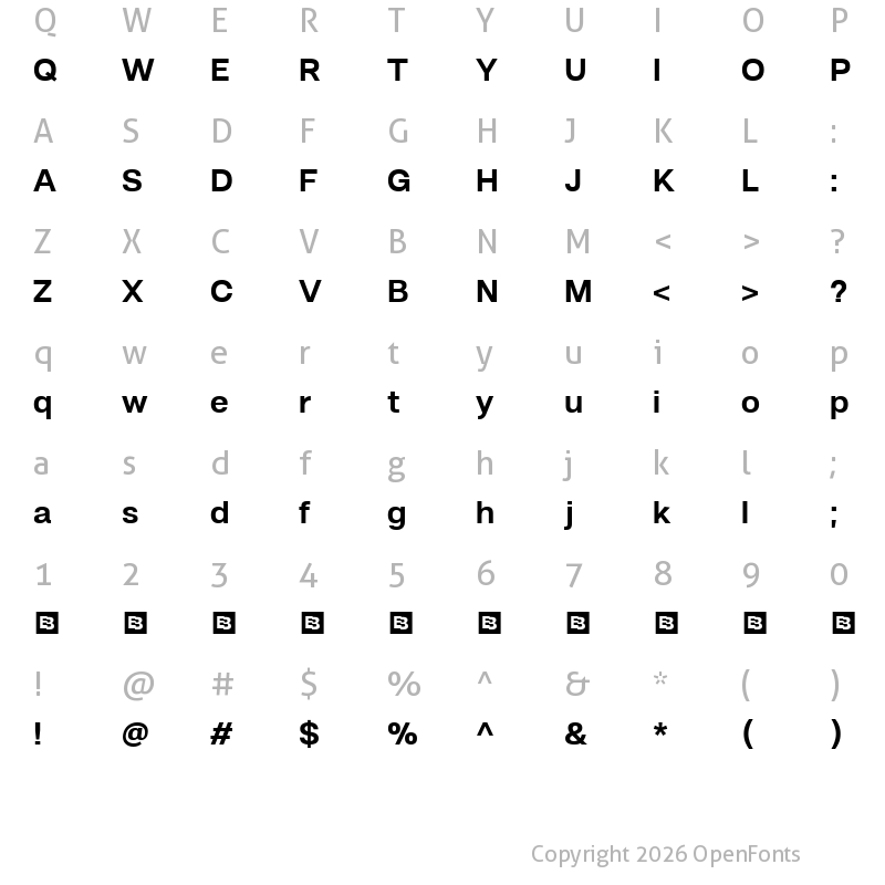Character Map of Hando Trial Bold