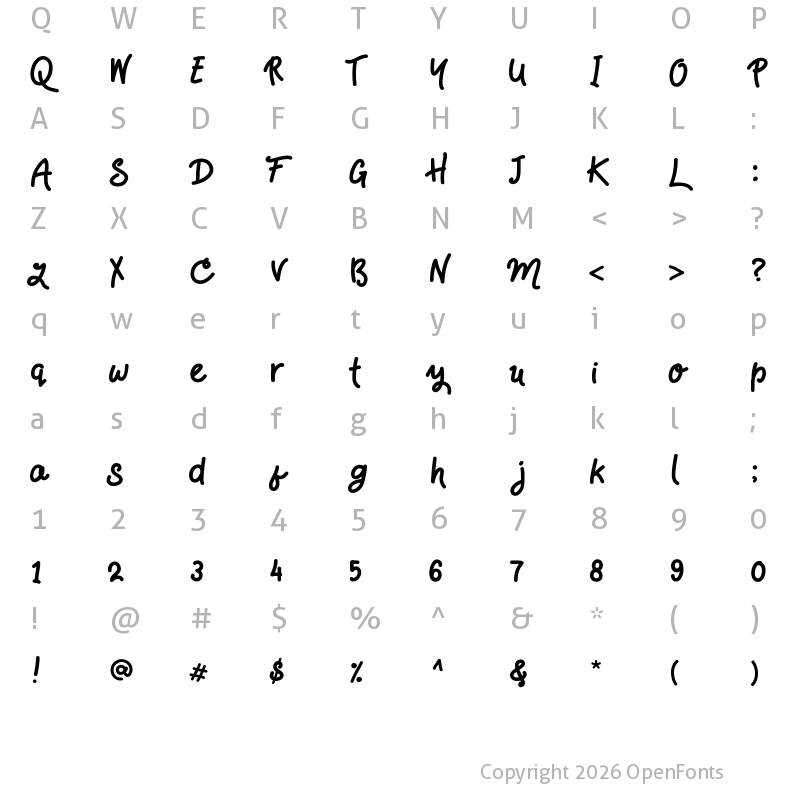 Character Map of HandsDown Regular