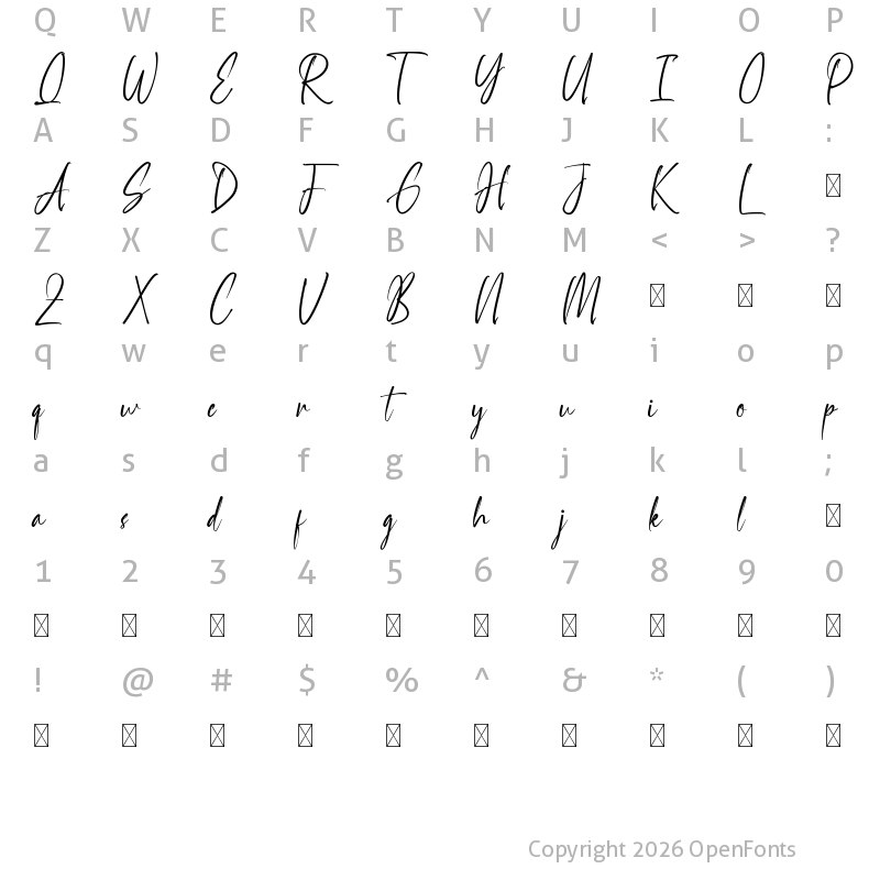 Character Map of Handselled Demo Regular