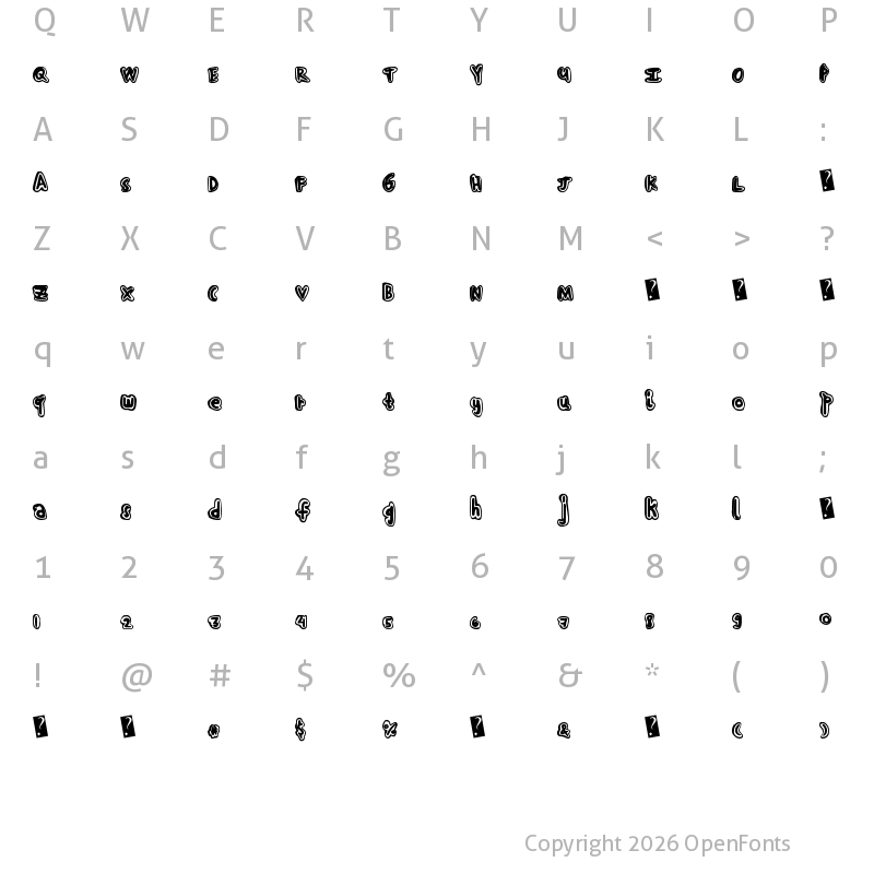 Character Map of HandShadow Regular