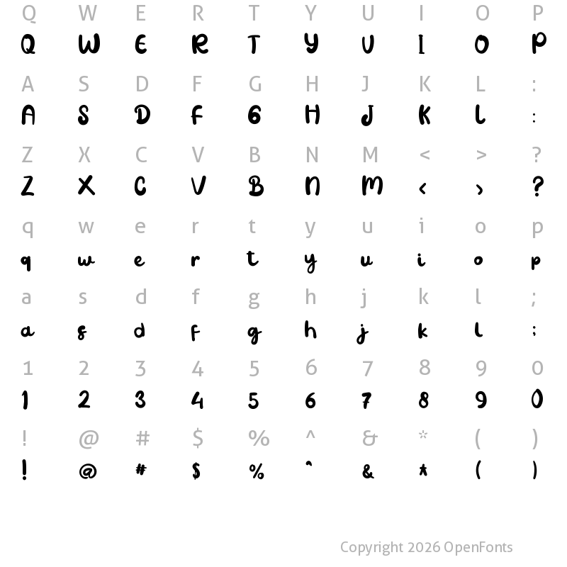Character Map of Handwriting Regular