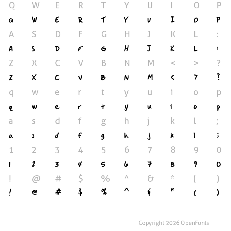 Character Map of Handwritten Crystal v2 Regular