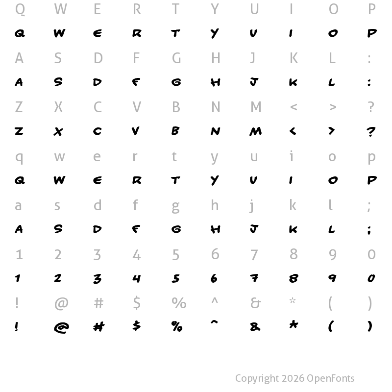 Character Map of Handy candy Regular
