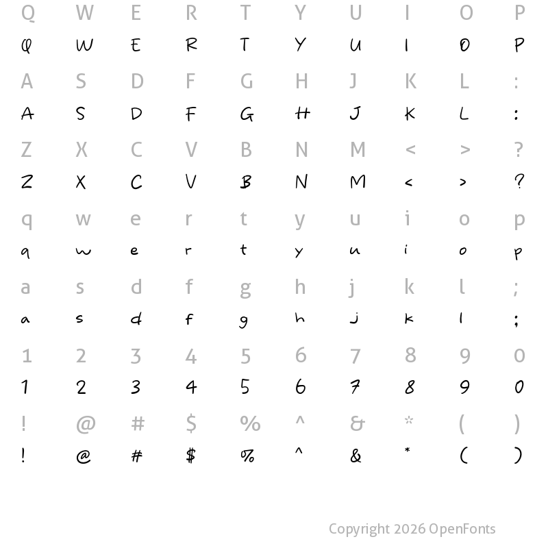Character Map of Handy Times Regular