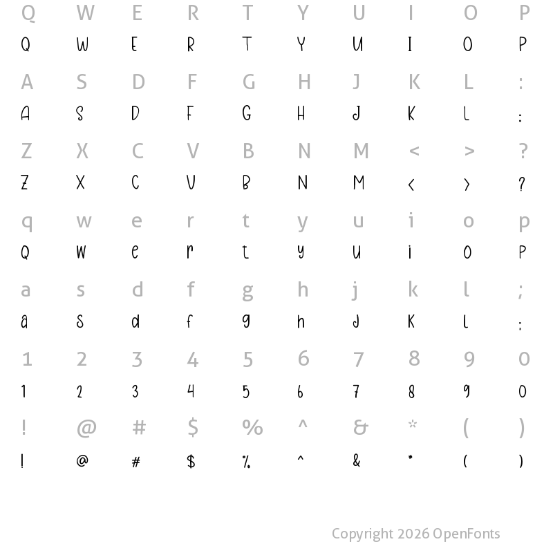 Character Map of Hanging Christmas Regular
