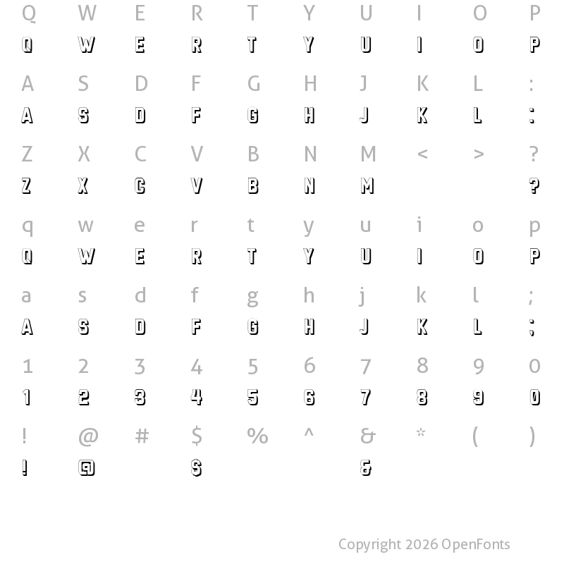 Character Map of Hangout 3D Regular