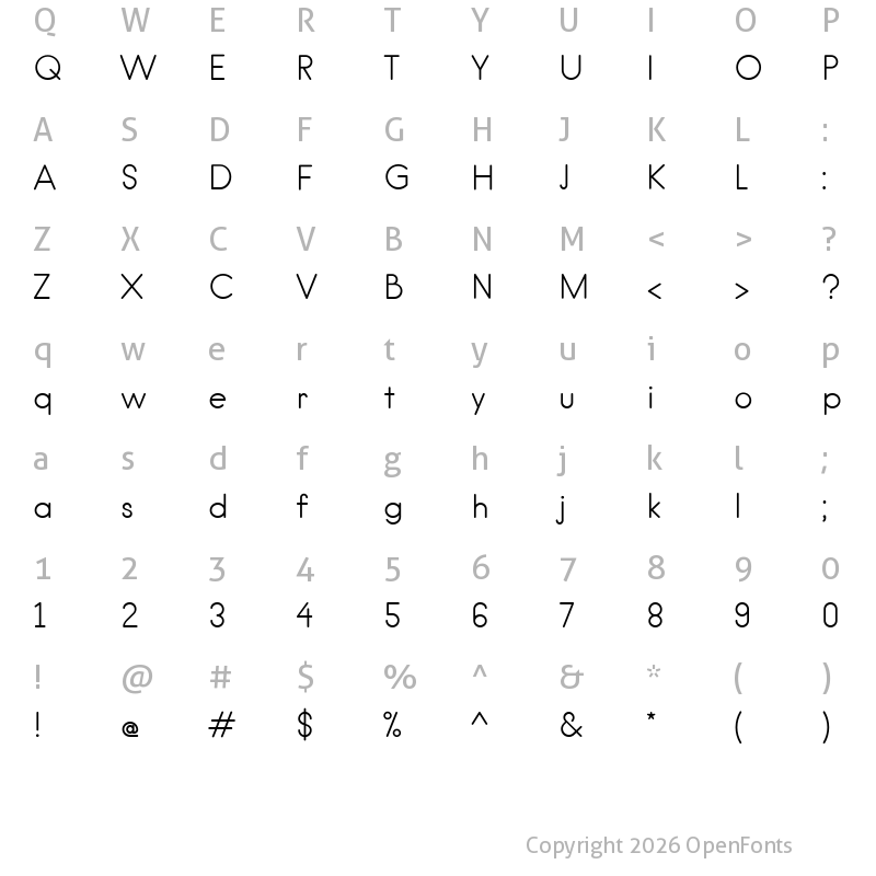 Character Map of Hanken Light