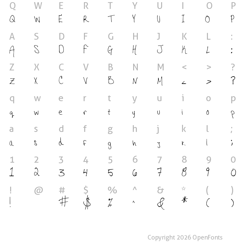 Character Map of Hannahs Messy Handwriting Regular