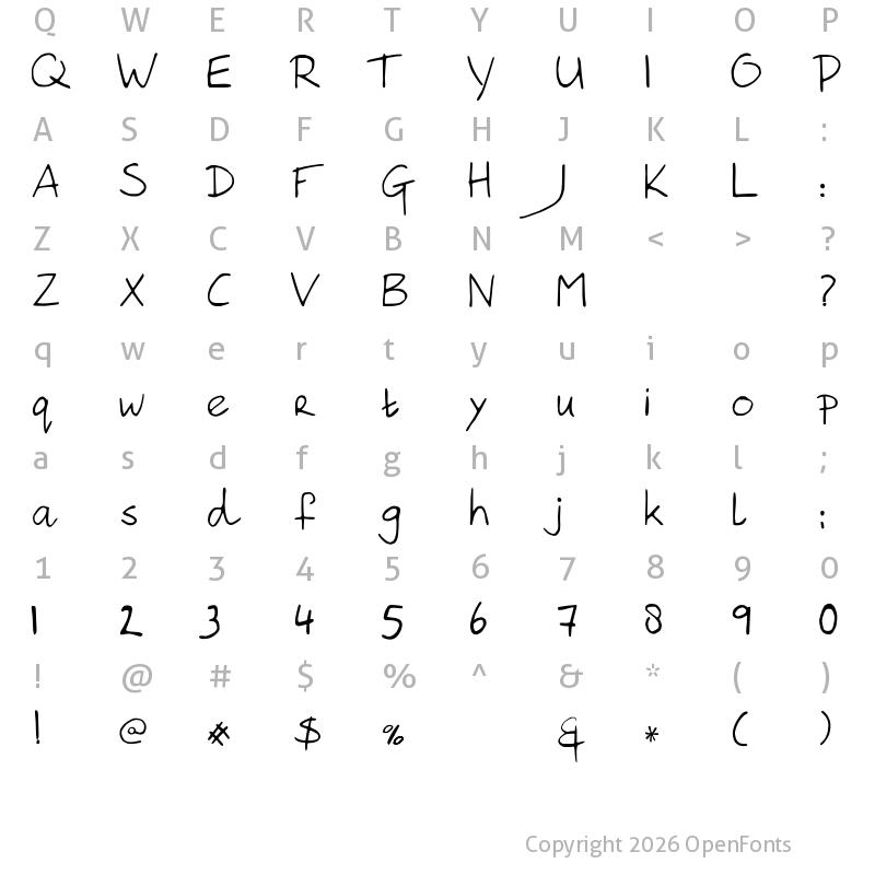 Character Map of Hanoded Hand Regular