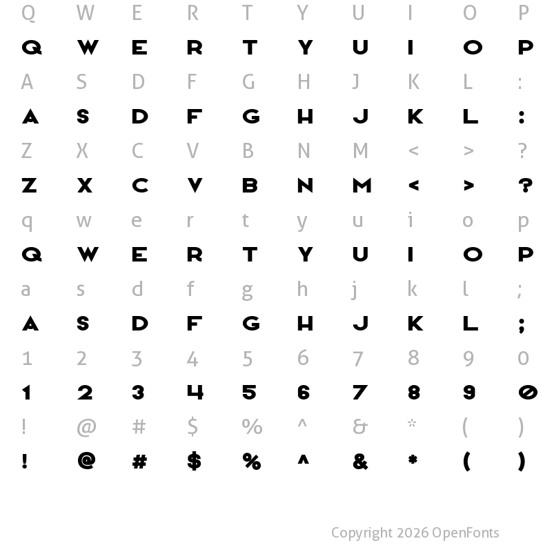 Character Map of Hanover Bold