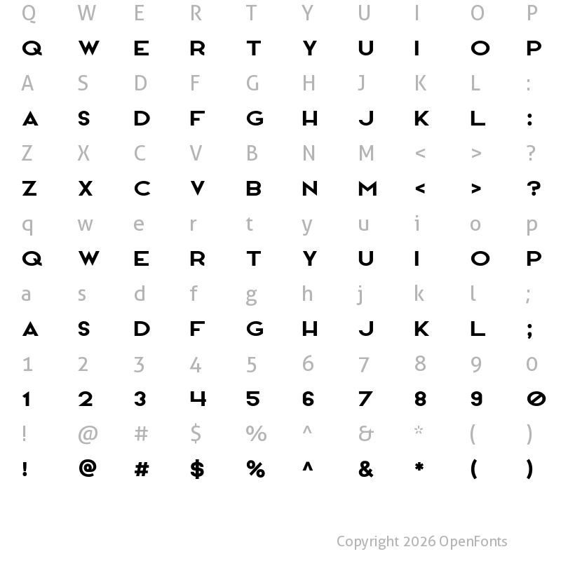 Character Map of Hanover Regular