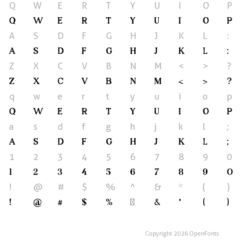 Character Map of Hanoverians Regular