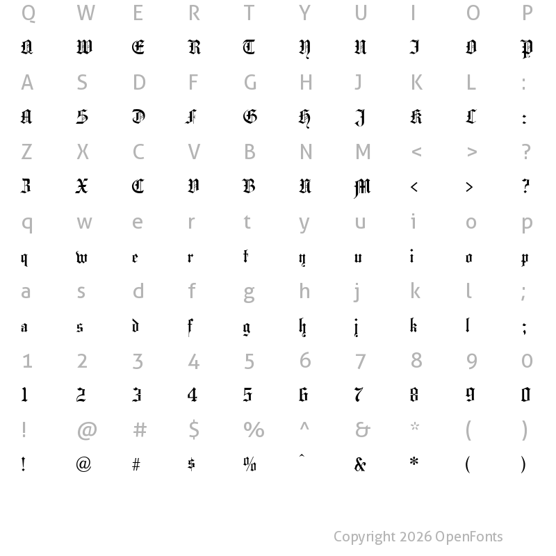 Character Map of HansaGotisch Regular
