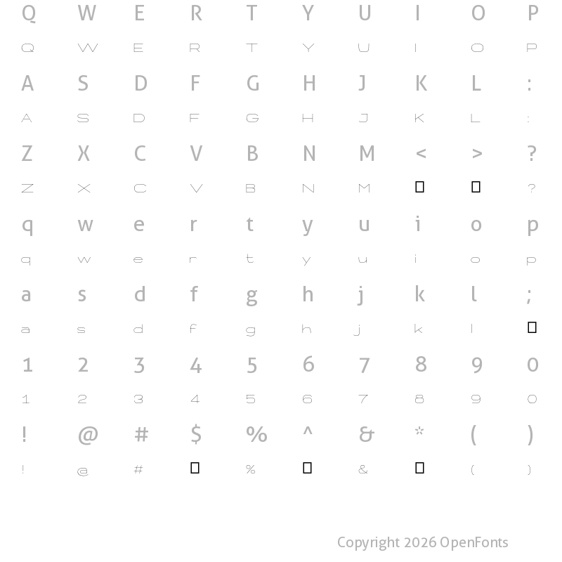 Character Map of hanson Hairline