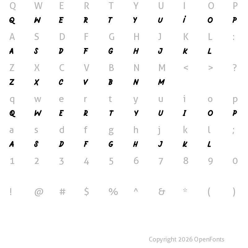 Character Map of Hantari FREE Regular