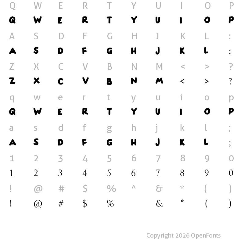 Character Map of HAPPINESS Regular