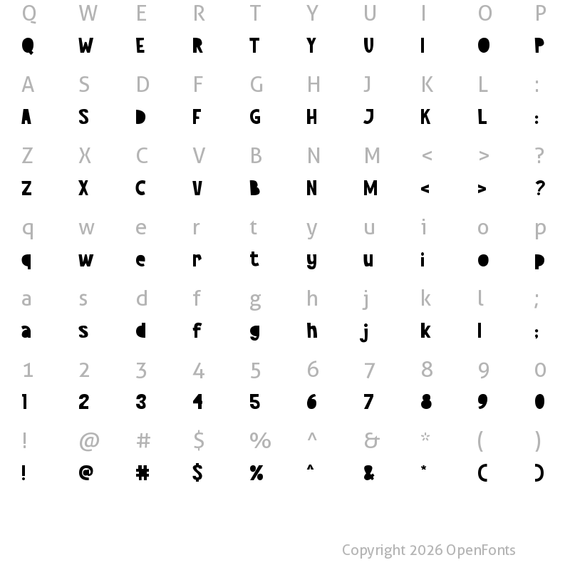 Character Map of Happy-Day Regular