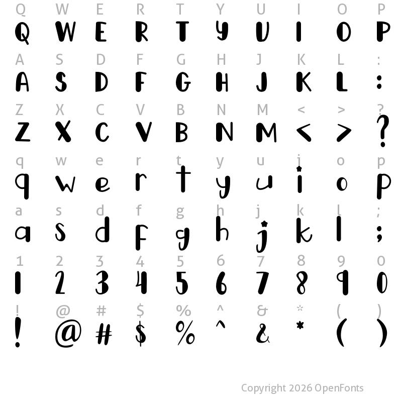 Character Map of Happy Dogy Regular