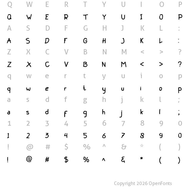 Character Map of Happy Kids Regular